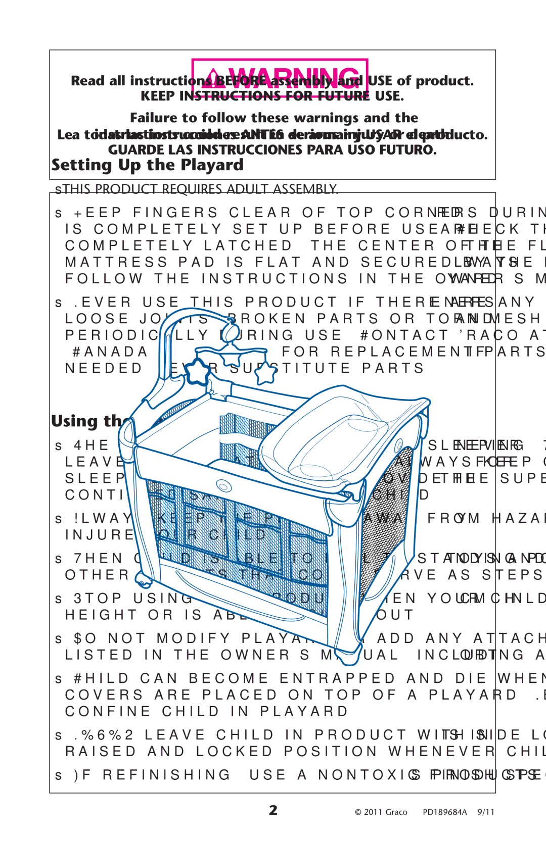 Graco PD189684A manual Setting Up the Playard, SsTHIS Product Requires Adult Assembly 