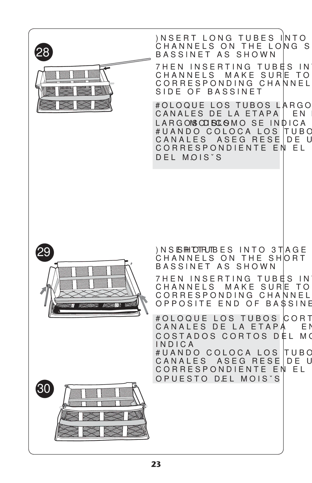 Graco PD189684A manual 7HEN Insertingrtubesbinto, Side of BASSINET, Costados Cortos Delemoisïs Como SE INDICA 