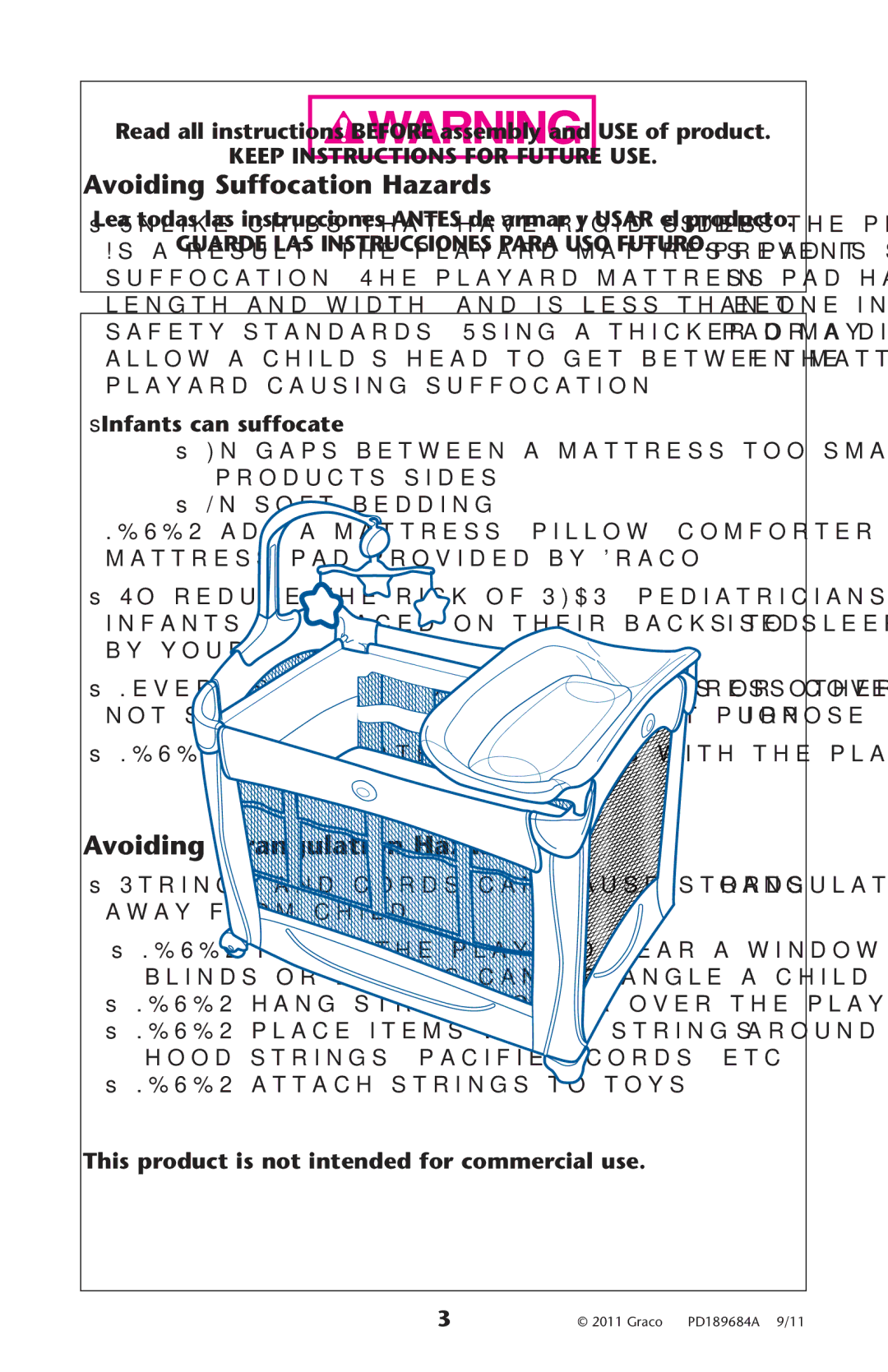 Graco PD189684A manual Soft BEDDING, Mattress Padaprovided by RACO, Ss.%6%26USESAAWATERTMATTRESS with THEHPLAYARD 