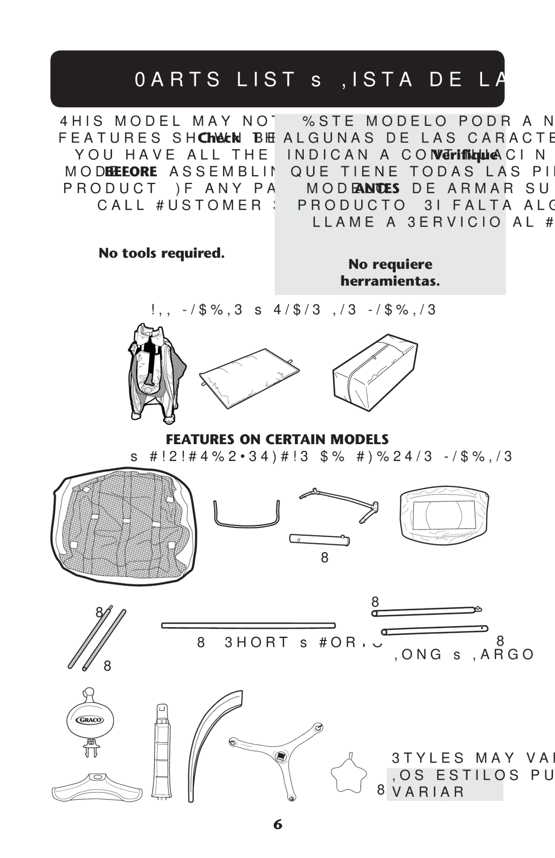 Graco PD189684A manual 0ARTSRLIST ss ,ISTASDE Lasapiezas, 8 3HORT ss#ORTO ,ONGOss,ARGO, 8 Variar 