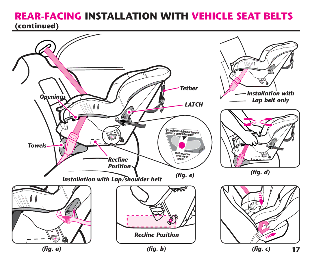 Graco PD191935A manual Tether, Openings Installation with Lap belt only 