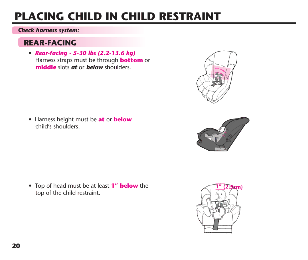 Graco PD191935A manual Placing Child in Child Restraint, Check harness system 