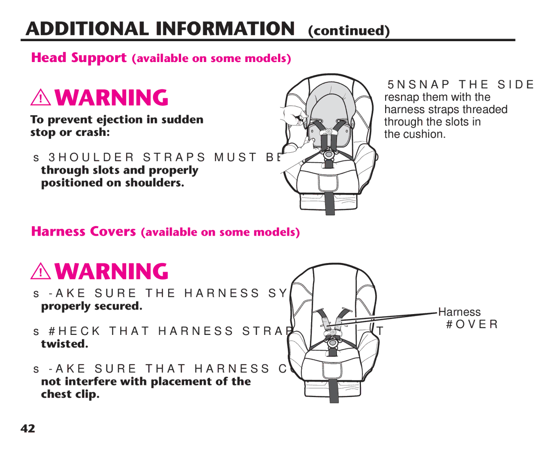 Graco PD191935A manual Harness Covers available on some models 