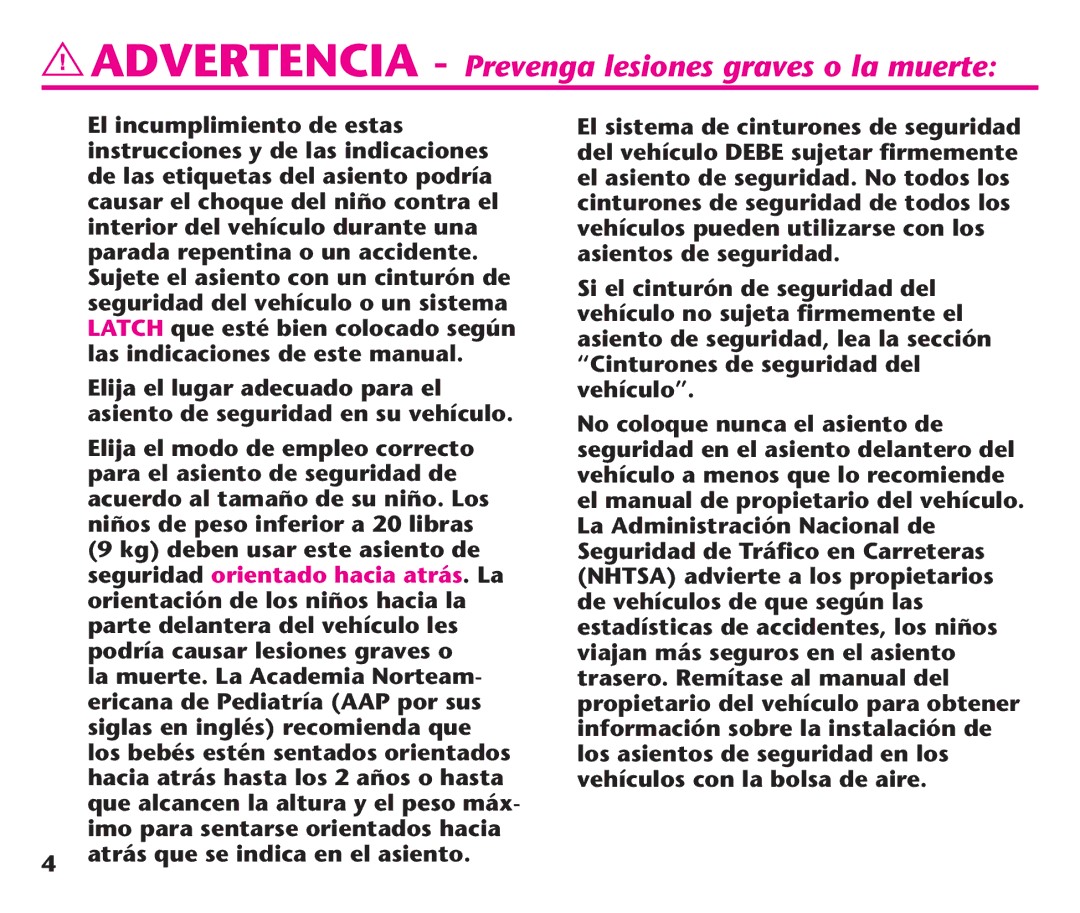 Graco PD191935A manual Advertencia Prevenga lesiones graves o la muerte 