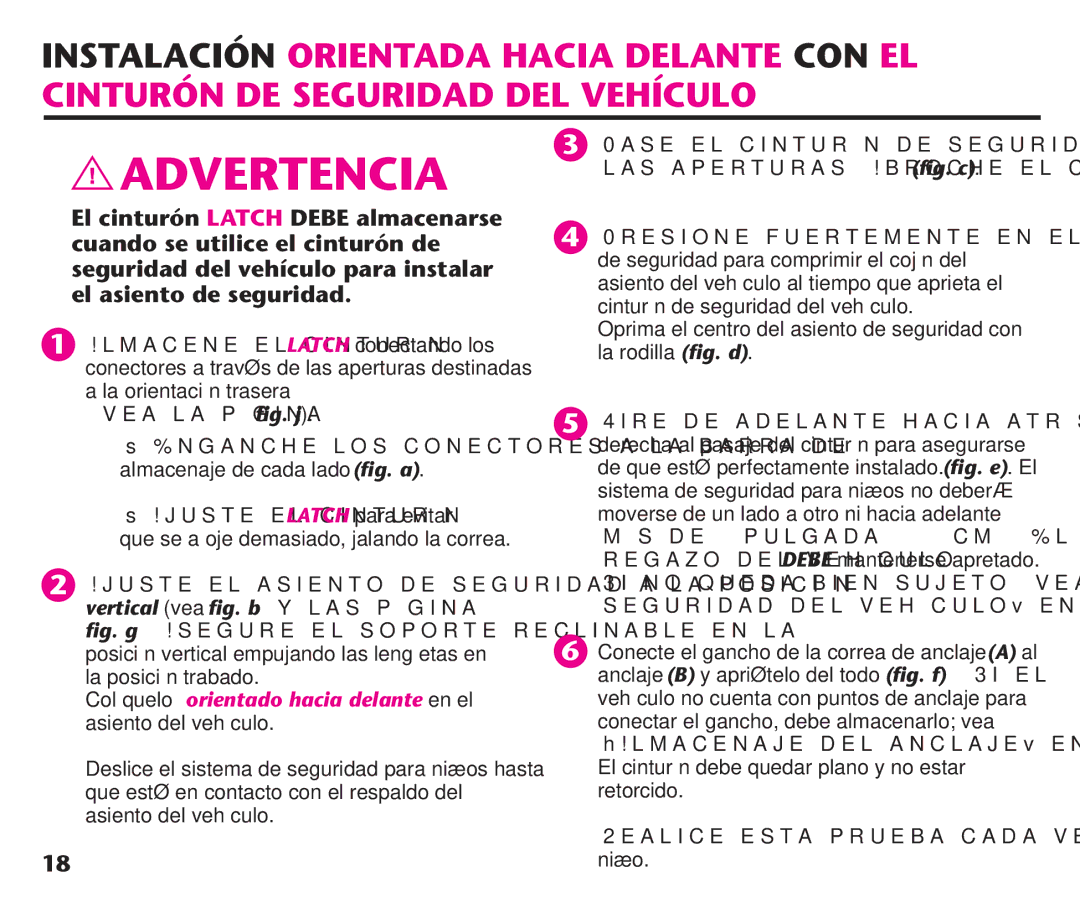 Graco PD191935A manual Colóquelo orientado hacia delante en el asiento del vehículo 