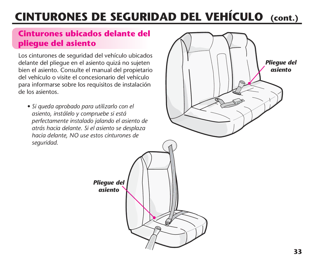 Graco PD191935A manual Cinturones ubicados delante del pliegue del asiento, Pliegue del Asiento 