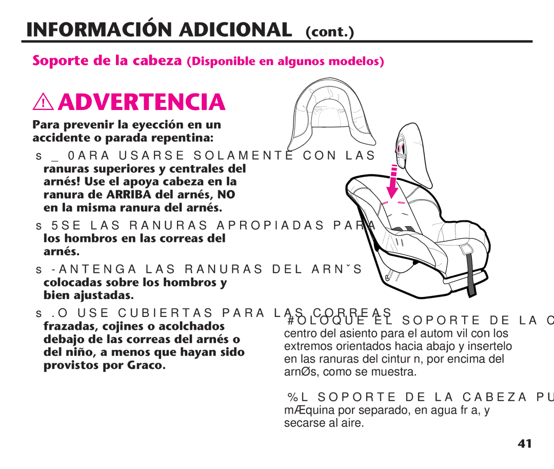 Graco PD191935A manual Soporte de la cabeza Disponible en algunos modelos 