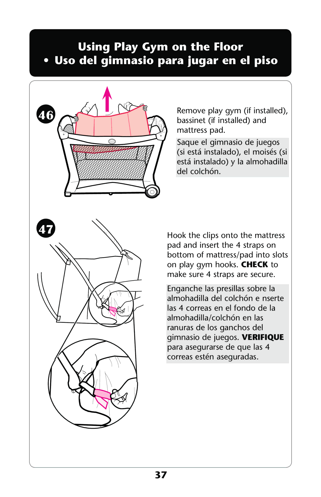 Graco PD193781A manual Using Play Gym on the Floor, 3AQUEQEL Gimnasio DE Juegos 