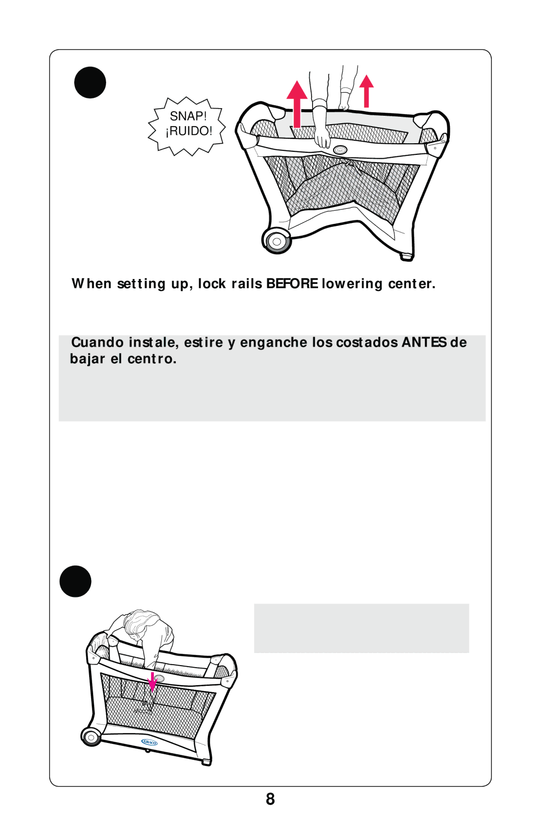 Graco PD193781A manual SsWhen setting up, lock rails Before lowering center 