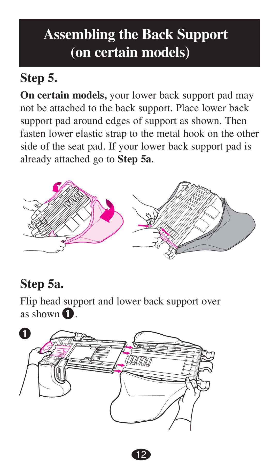 Graco PD194386A owner manual Assembling the Back Support on certain models 