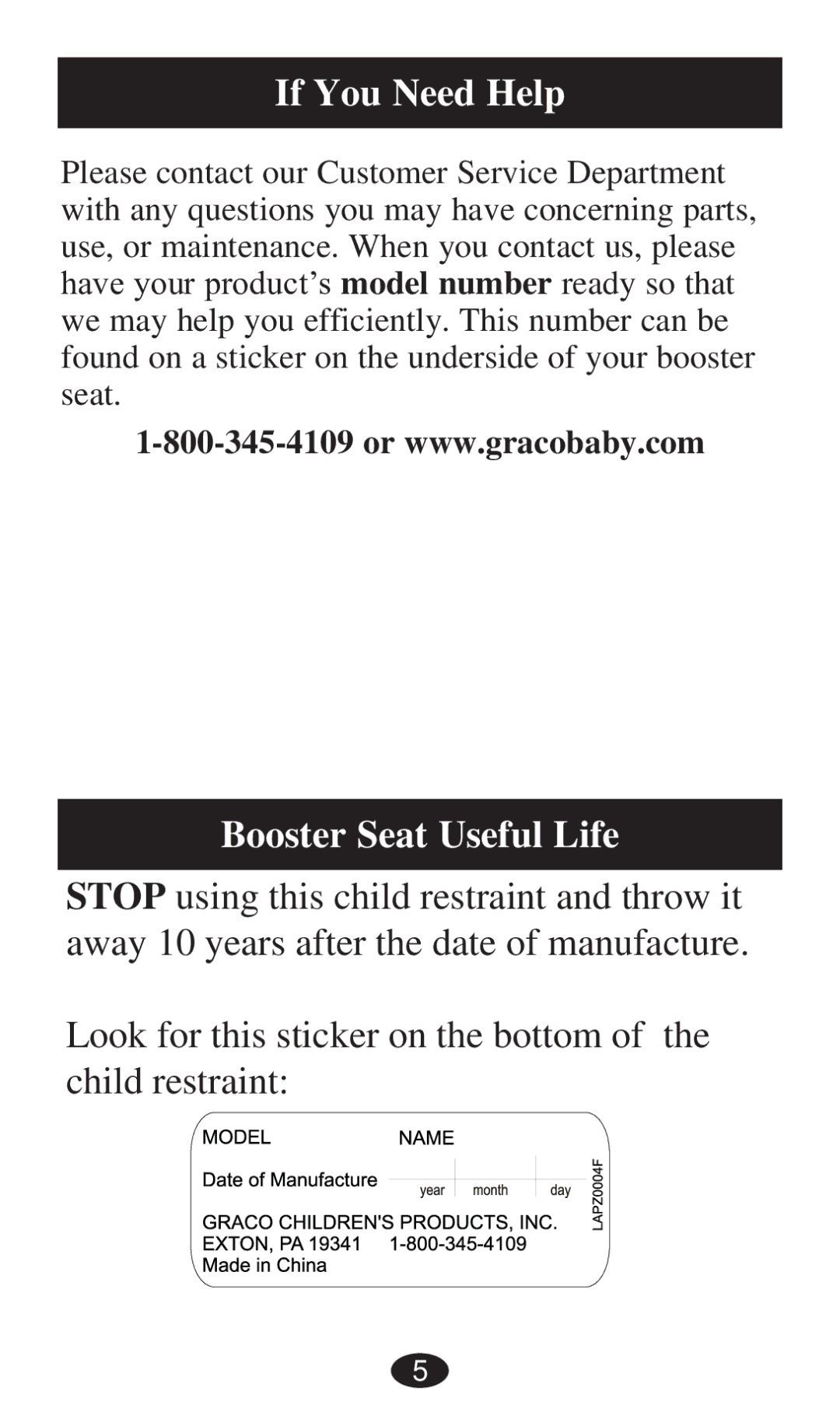 Graco PD194386A owner manual If You Need Help 