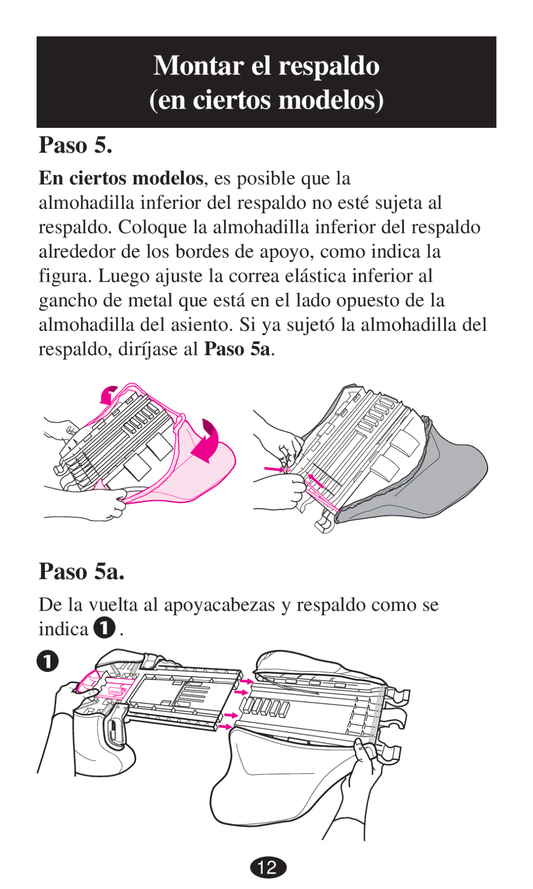 Graco PD194386A owner manual Montar el respaldo en ciertos modelos, Paso 5a 