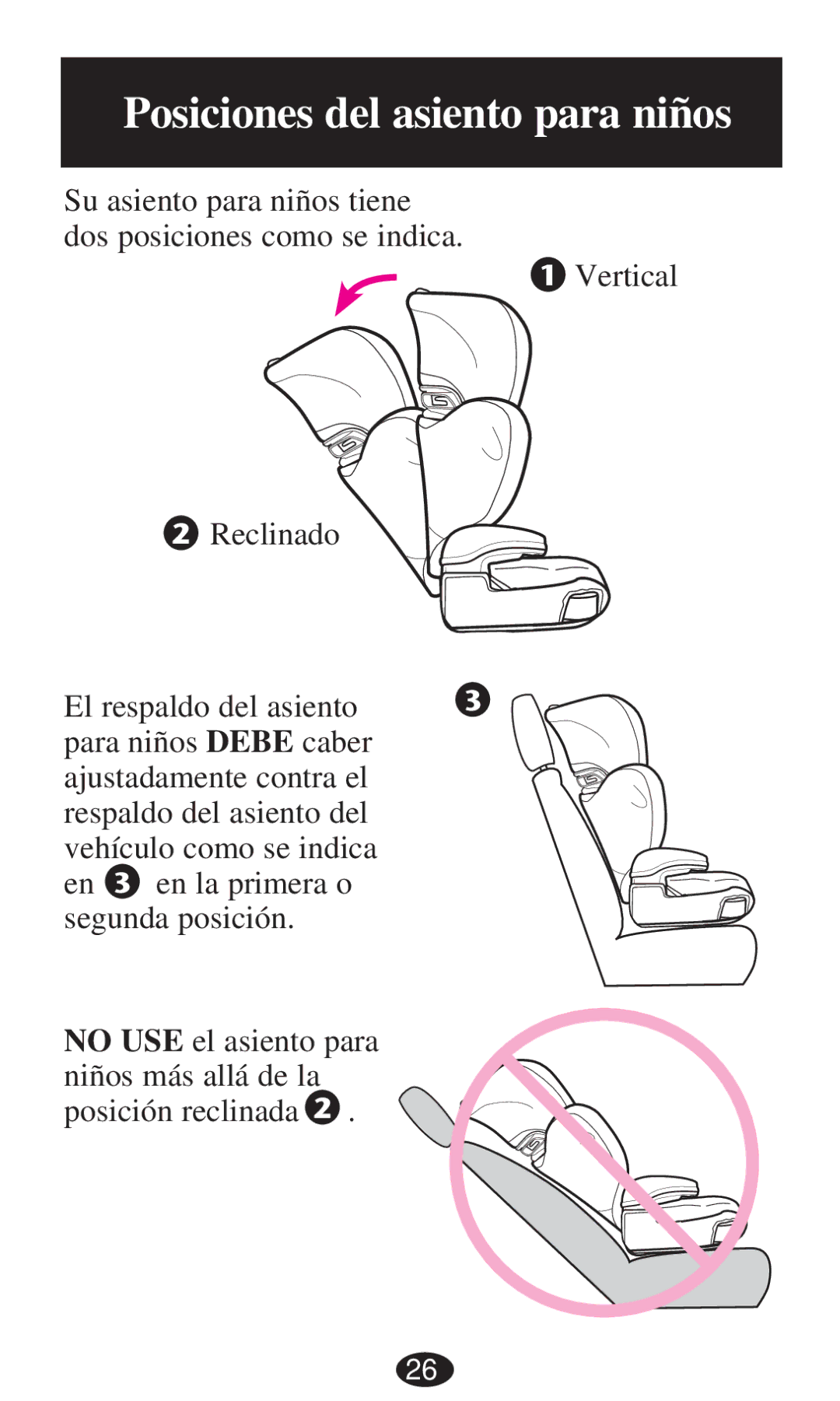 Graco PD194386A owner manual Posiciones del asiento para niños 