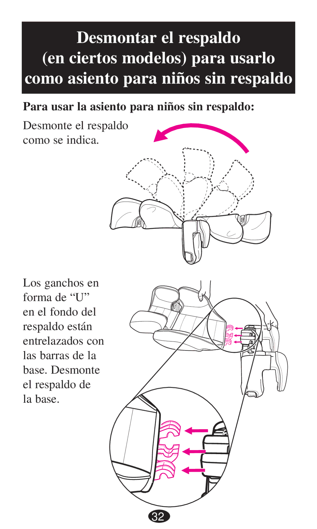 Graco PD194386A owner manual Para usar la asiento para niños sin respaldo 