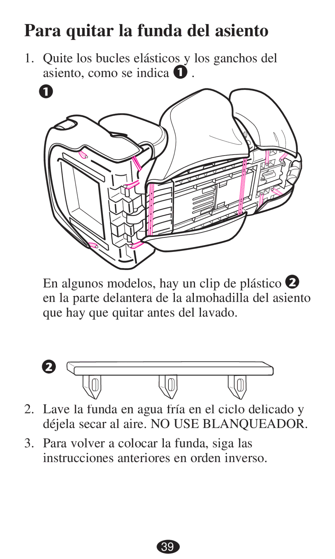 Graco PD194386A owner manual Para quitar la funda del asiento 