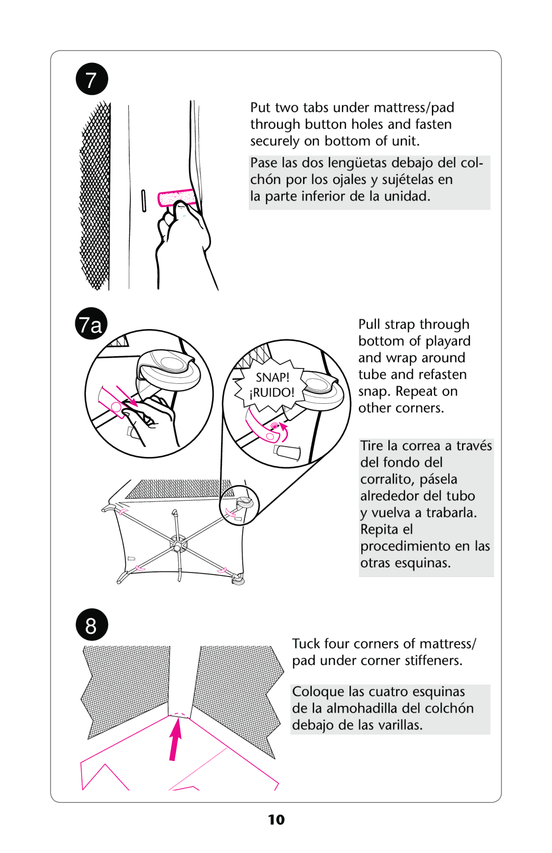 Graco PD196635A owner manual Padaunderdcorner STIFFENERS, 0ASE LASADOSOLENGàETASàDEBAJO Delecol 