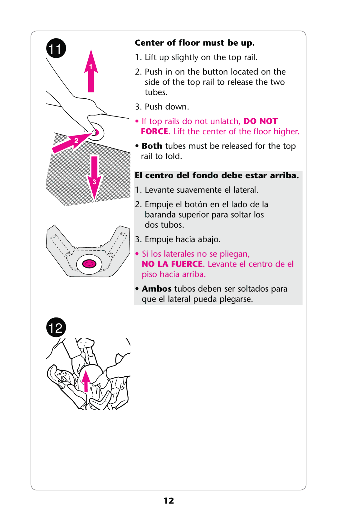 Graco PD196635A owner manual  ,IFT UP Slightly on THEHTOPORAIL,  0USH DOWN,  ,Evanteasuavemente El Lateral 