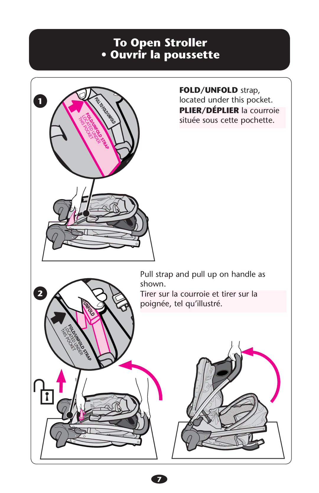 Graco PD197056A manual To Open Stroller, Ss/UVRIR Larpoussettea 