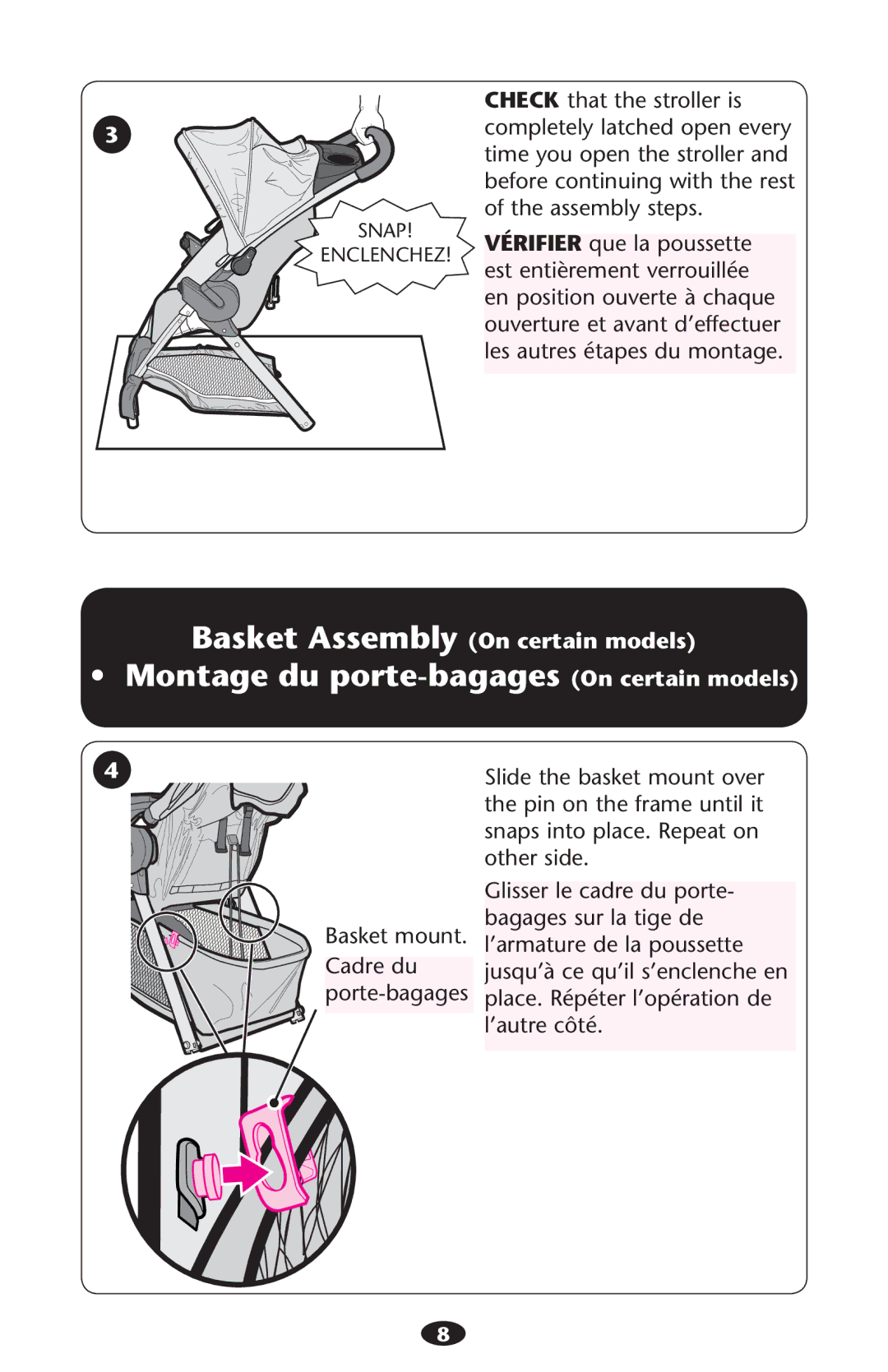 Graco PD197056A manual Ss Montage du porte-bagages 