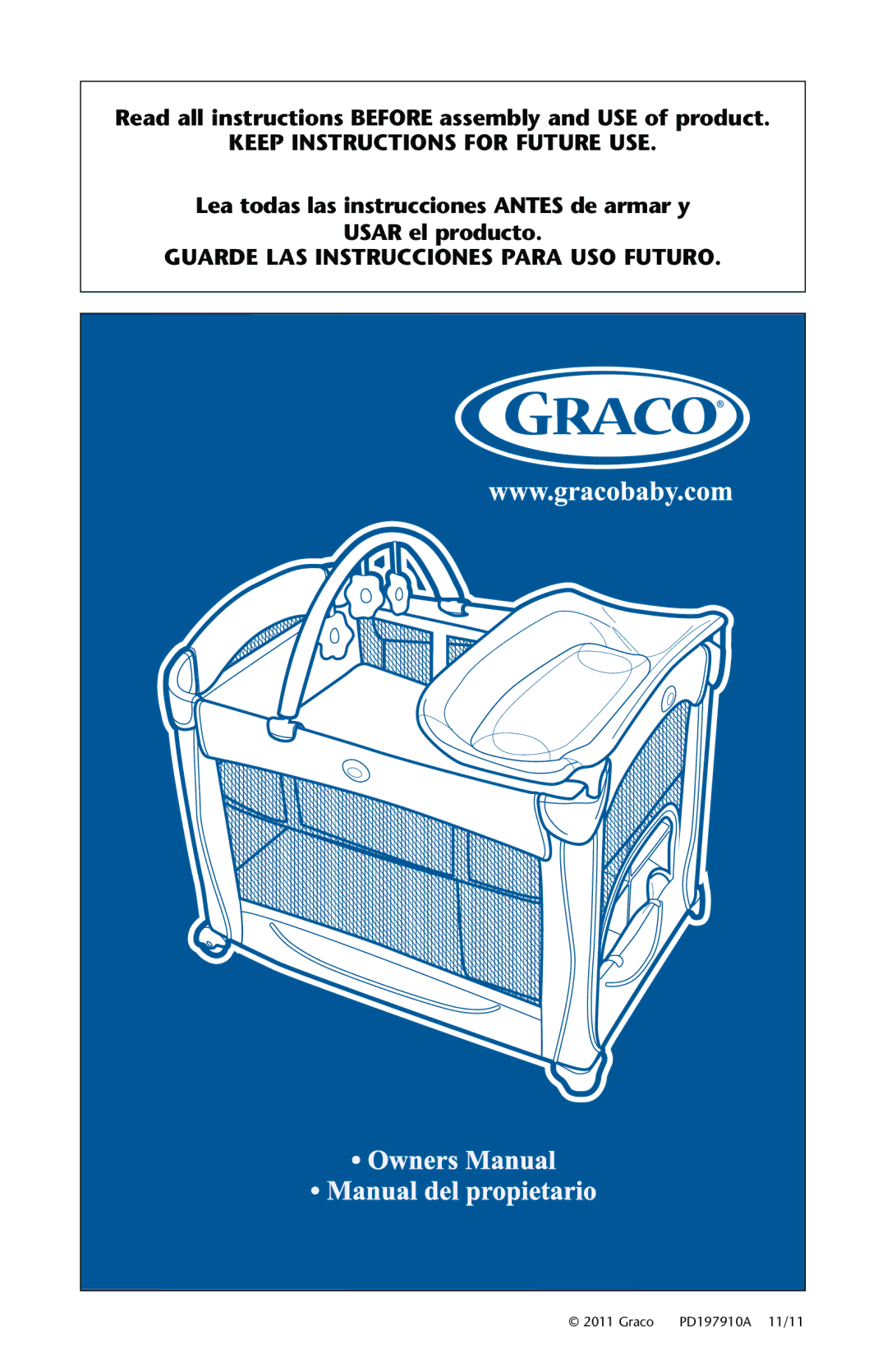 Graco PD197910A manual Read all instructions Before assembly and USE of product, Guarde LAS Instrucciones Para USO Futuro 