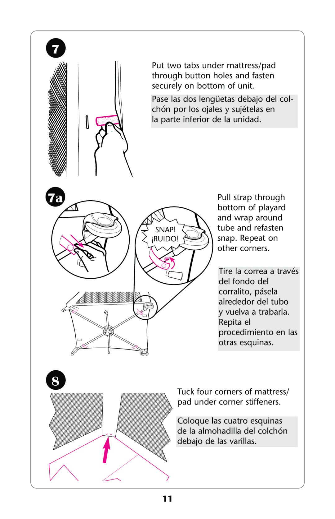 Graco PD197910A manual Padaunderdcorner STIFFENERS, 0ASE LASADOSOLENGàETASàDEBAJO Delecol 