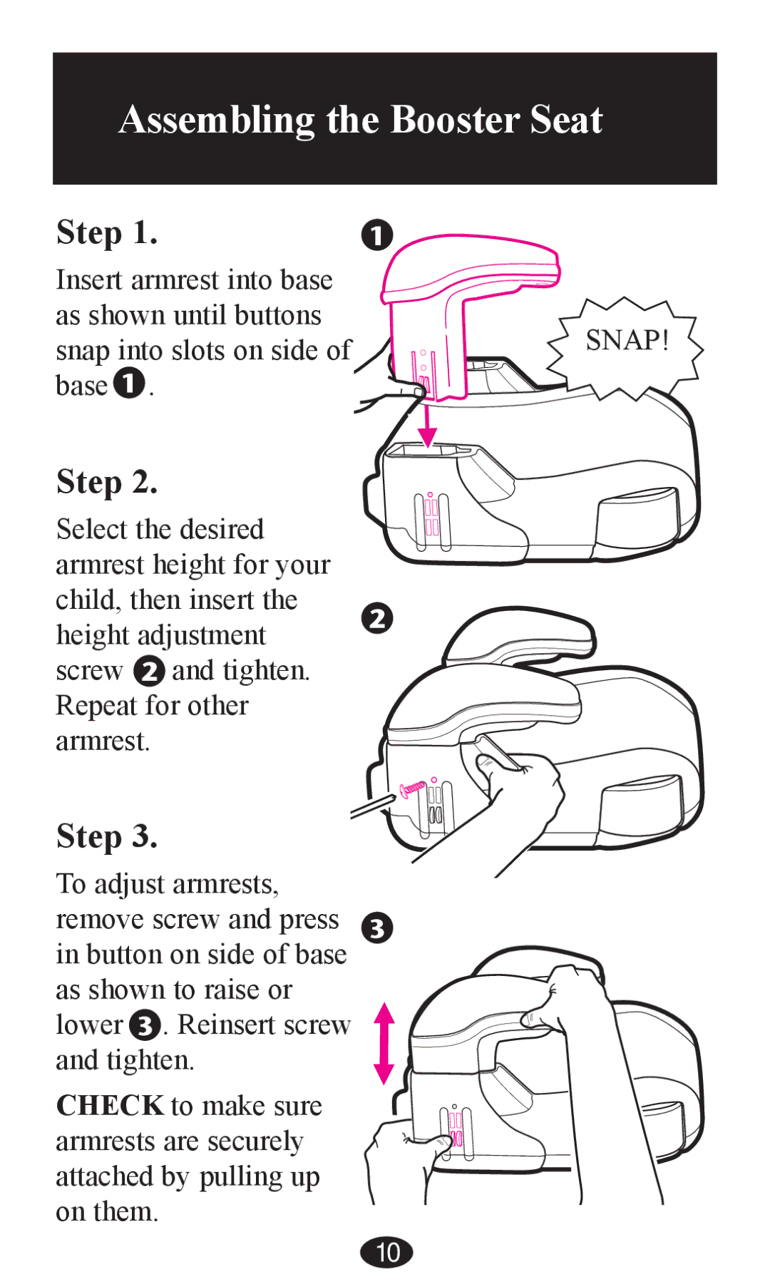 Graco PD202192A owner manual Assembling the Booster Seat, Step 