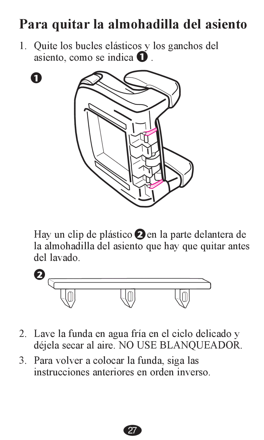 Graco PD202192A owner manual Para quitar la almohadilla del asiento 