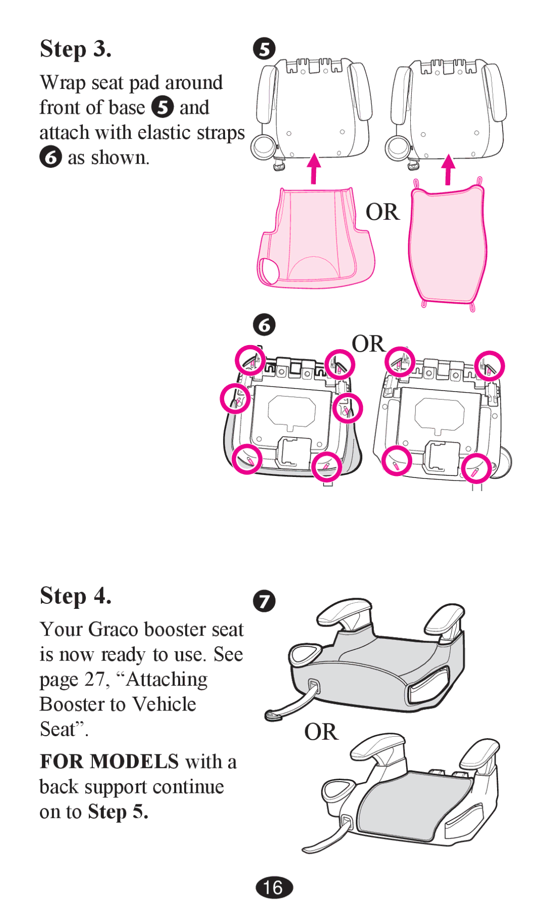 Graco PD202326A owner manual For Models with a back support continue on to Step 