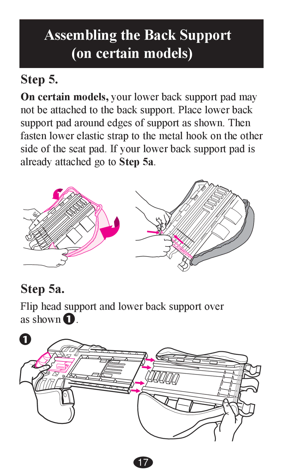 Graco PD202326A owner manual Assembling the Back Support on certain models 