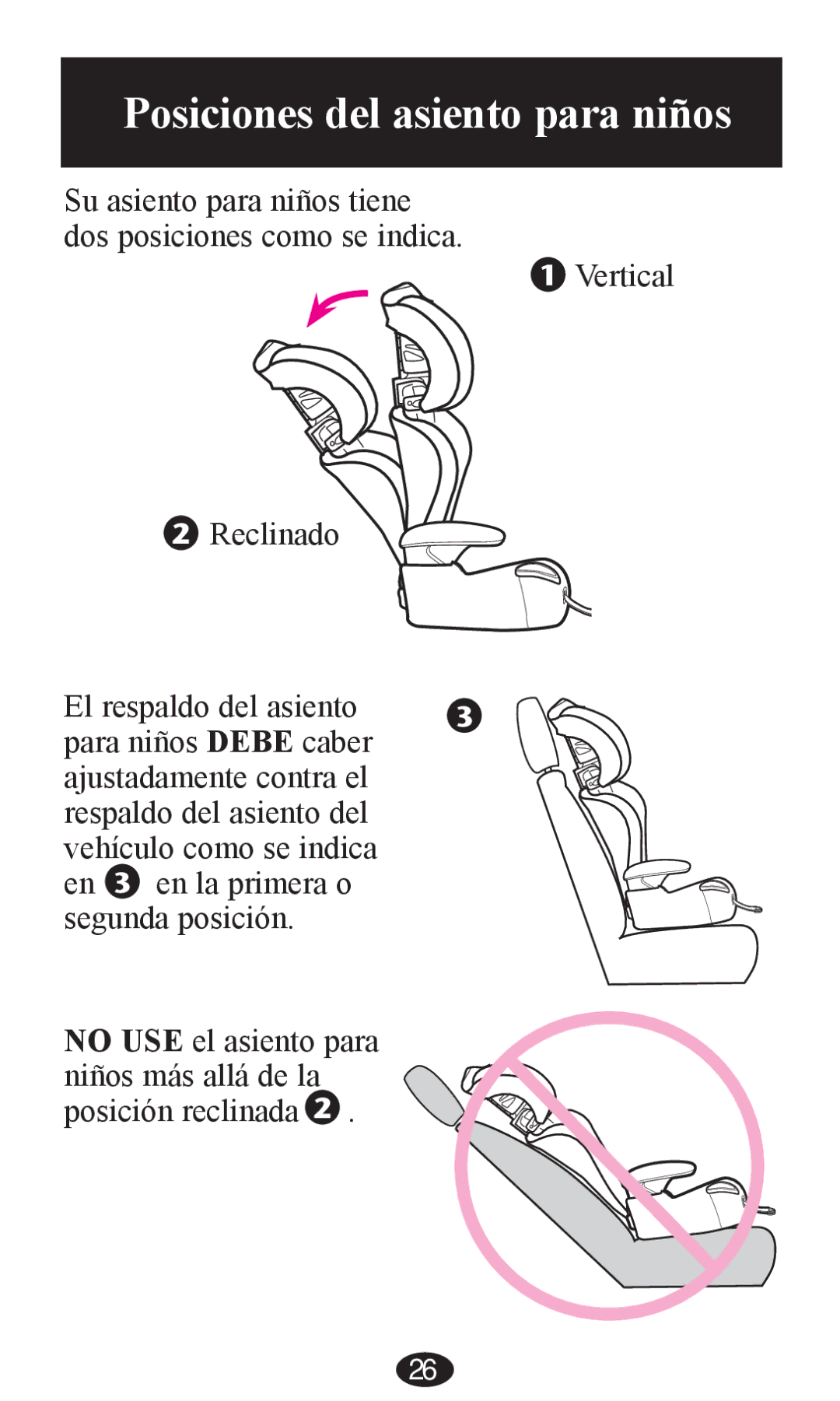 Graco PD202326A owner manual Posiciones del asiento para niños 