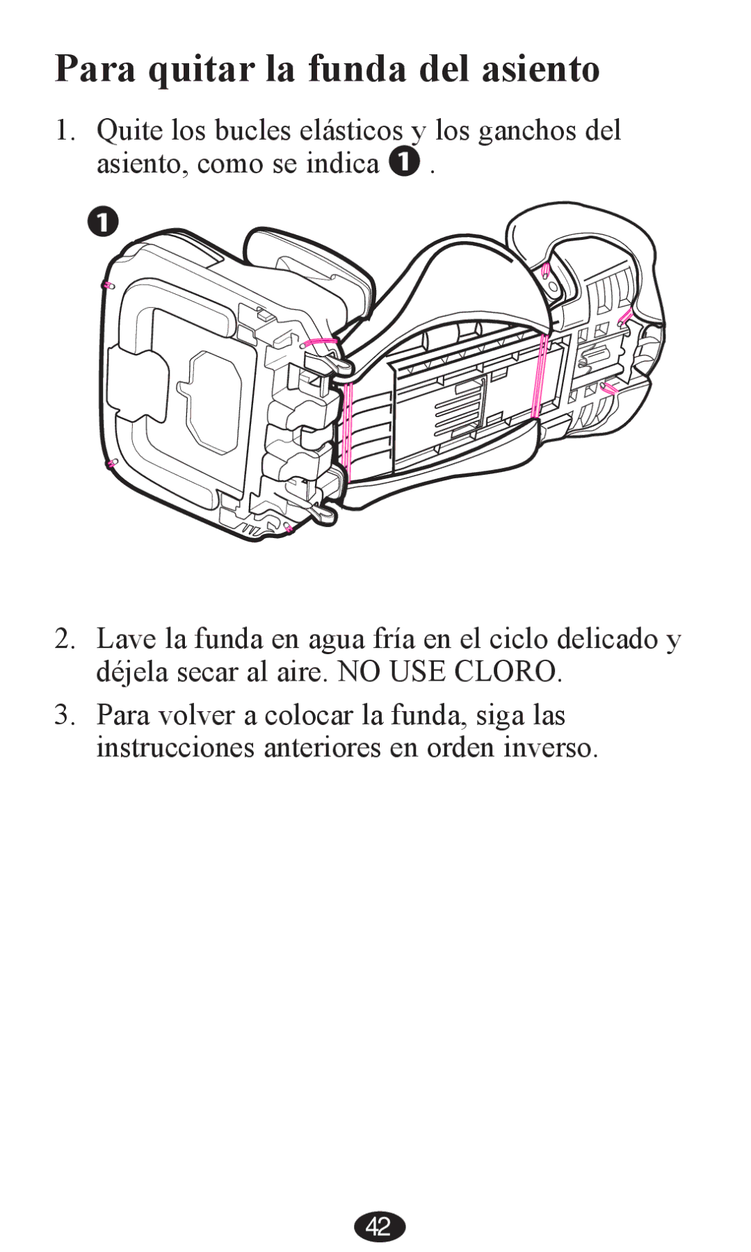 Graco PD202326A owner manual Para quitar la funda del asiento 