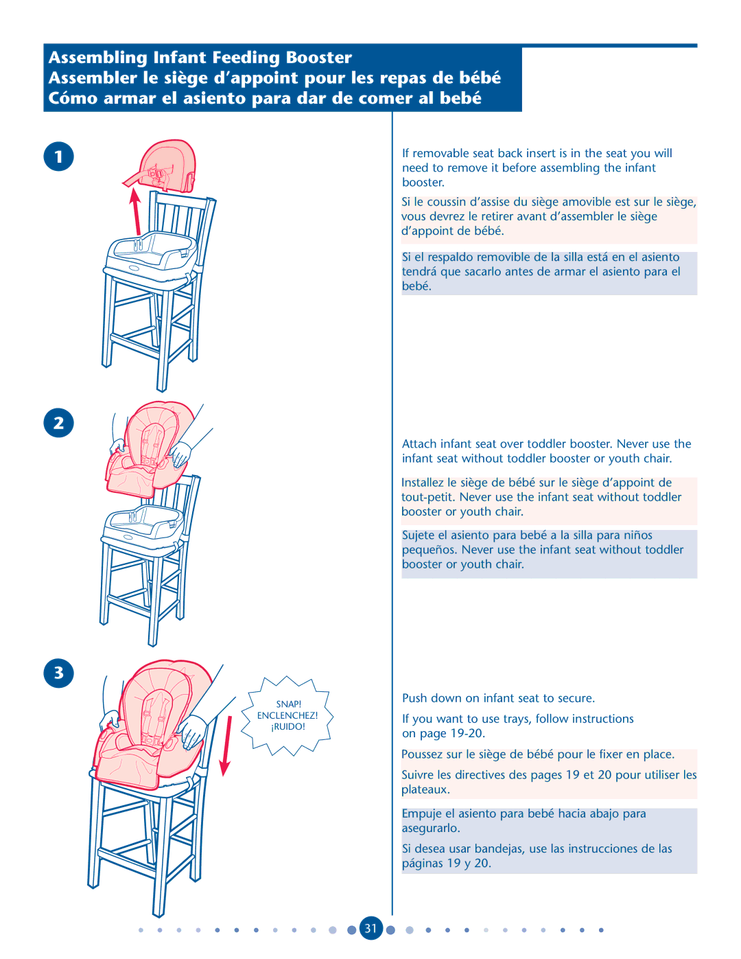 Graco PD202869C manual Assembling Infant Feeding Booster 