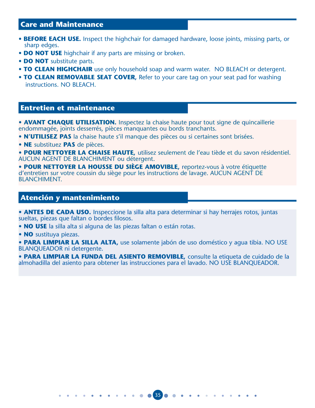 Graco PD202869C manual Care and Maintenance, Entretien et maintenance 