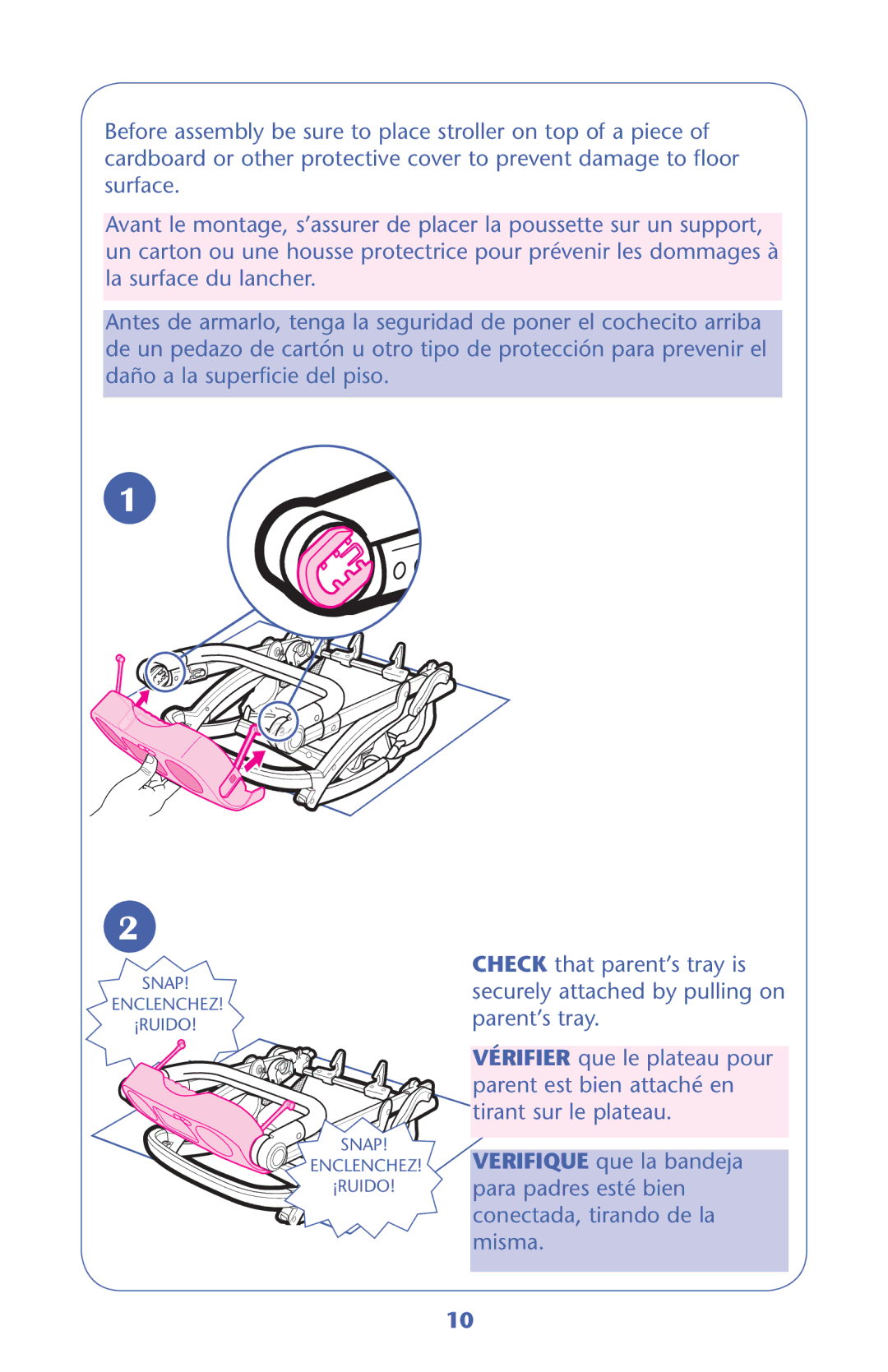 Graco PD203261B manual Check that parent’s tray is 