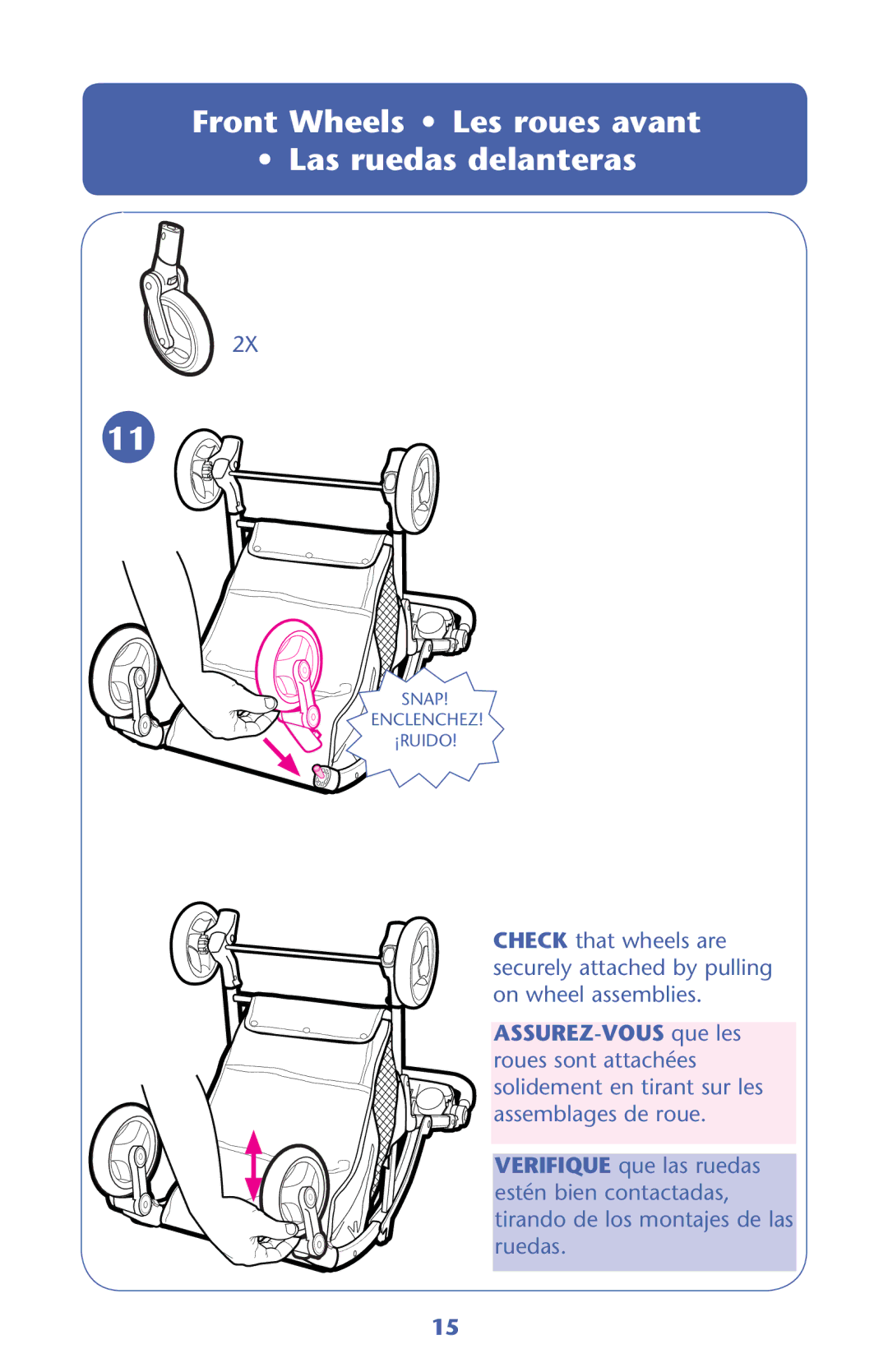 Graco PD203261B manual RONTO7HEELS ss ,ESEROUESUAVANT Ss ,ASARUEDAS Delanteras 