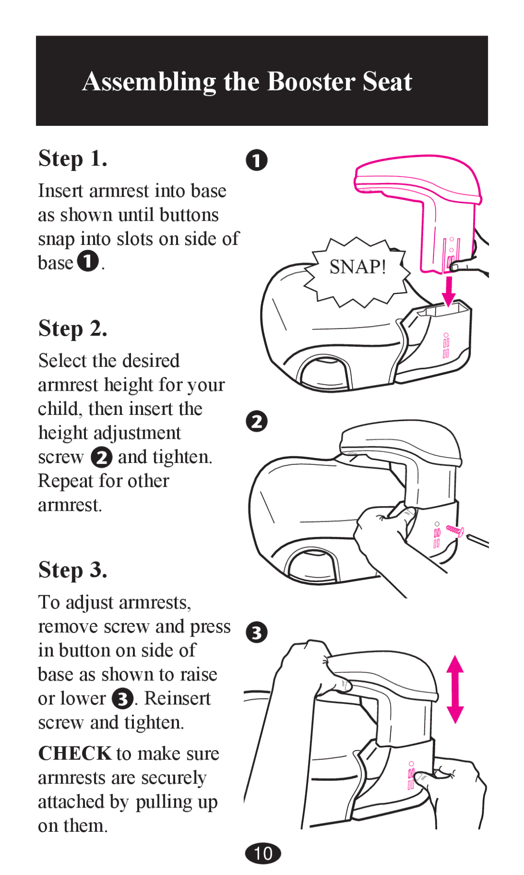 Graco PD203827A owner manual Assembling the Booster Seat 