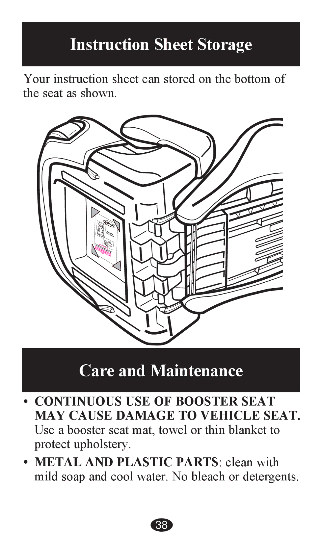 Graco PD203827A owner manual Instruction Sheet Storage, Care and Maintenance 