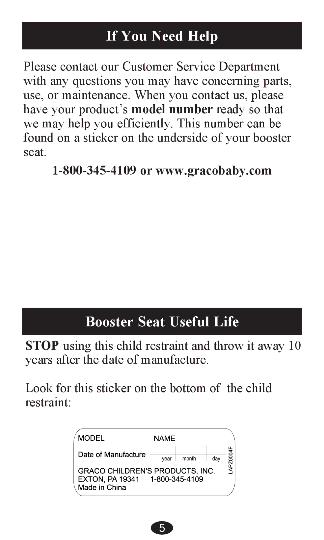 Graco PD203827A owner manual If You Need Help 