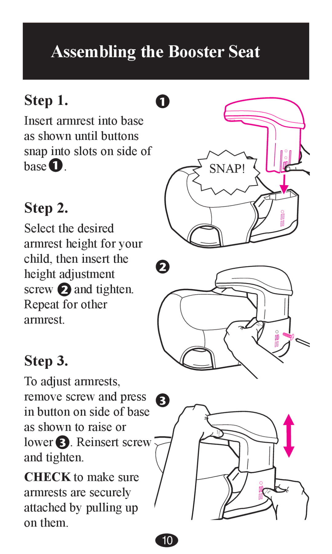 Graco PD203828A owner manual Assembling the Booster Seat 