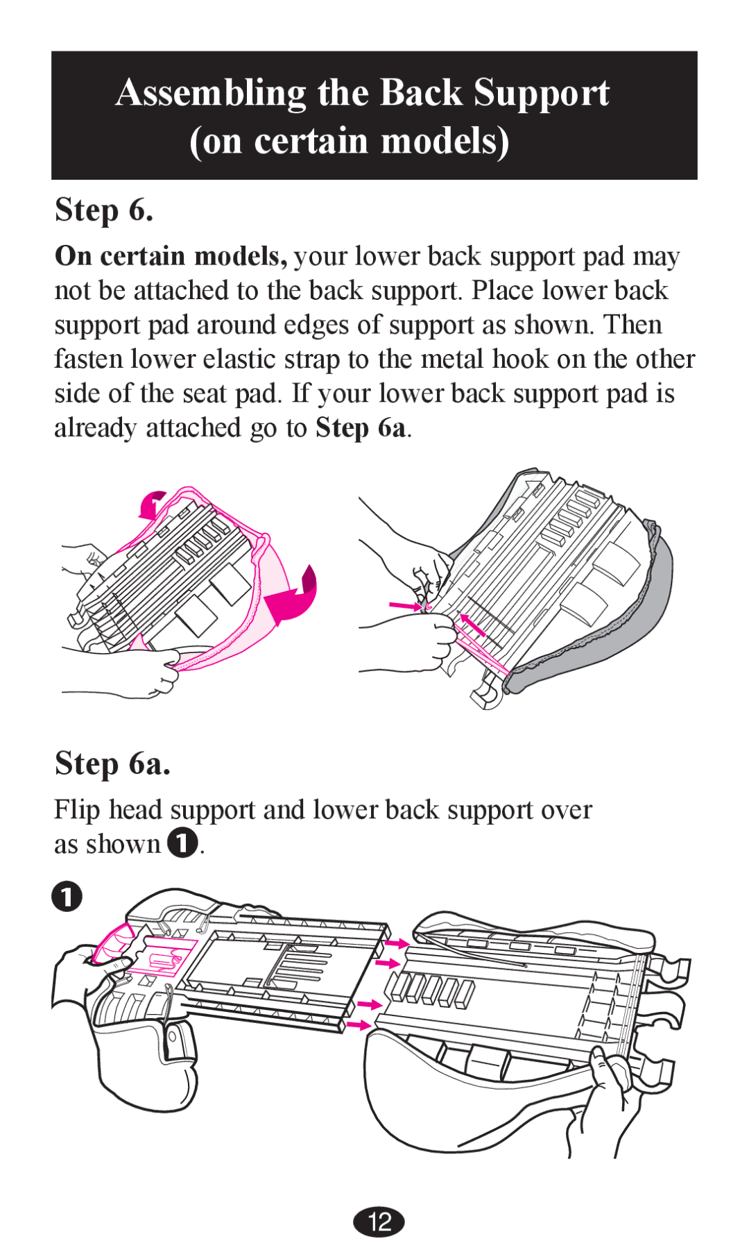 Graco PD203828A owner manual Assembling the Back Support on certain models 