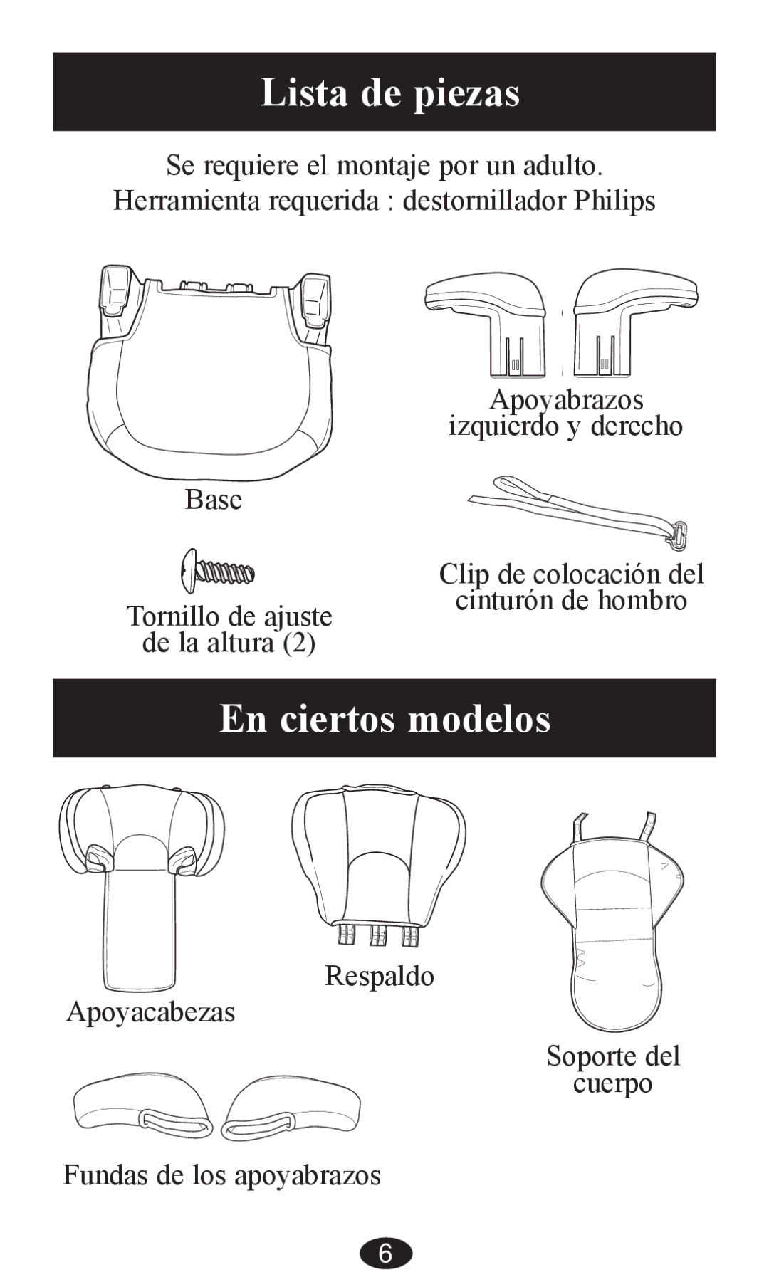 Graco PD203828A owner manual Lista de piezas, En ciertos modelos 