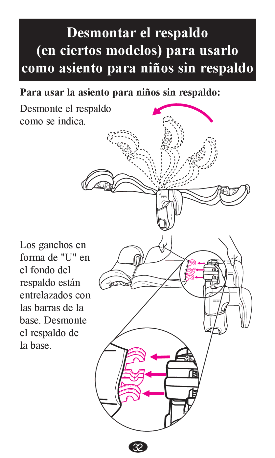 Graco PD203828A owner manual Para usar la asiento para niños sin respaldo 