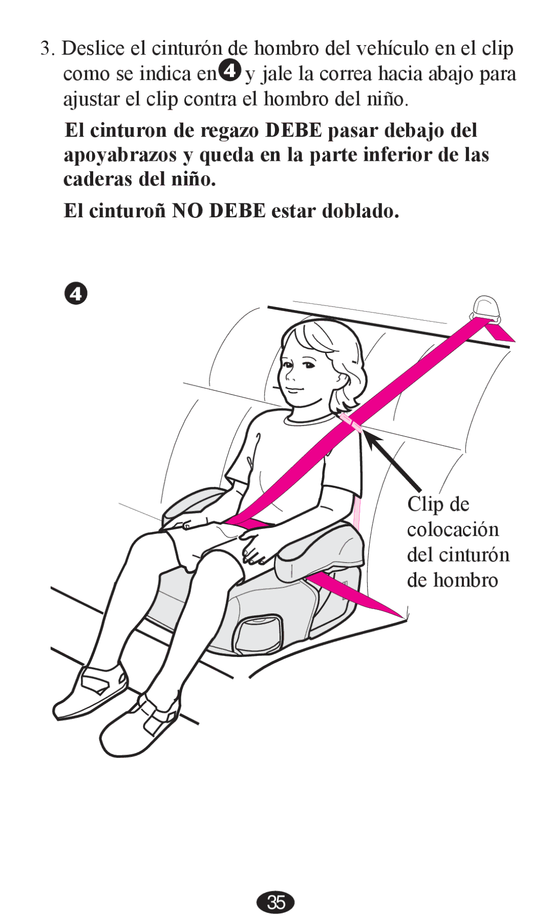 Graco PD203828A owner manual Clip de colocación del cinturón de hombro 