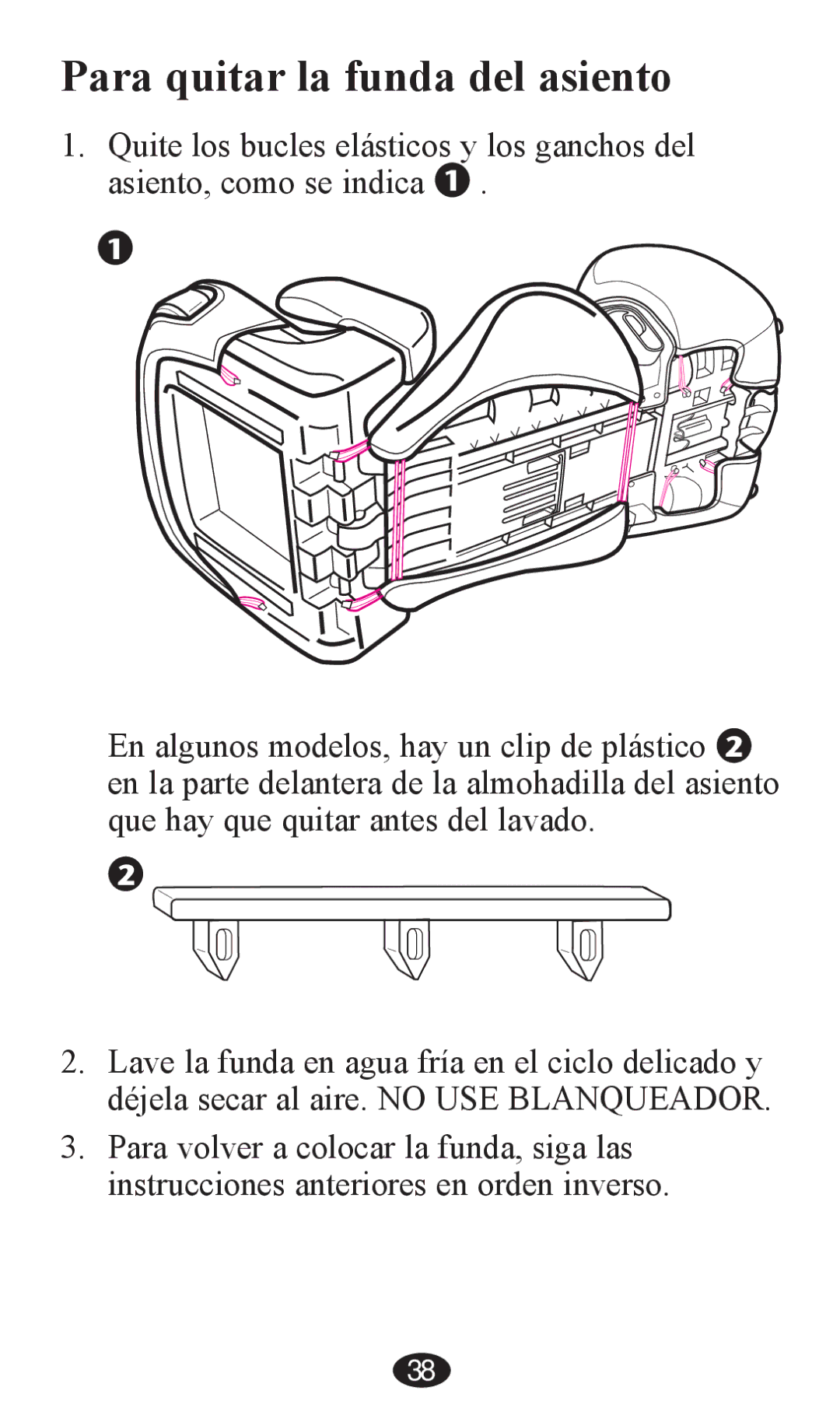 Graco PD203828A owner manual Para quitar la funda del asiento 