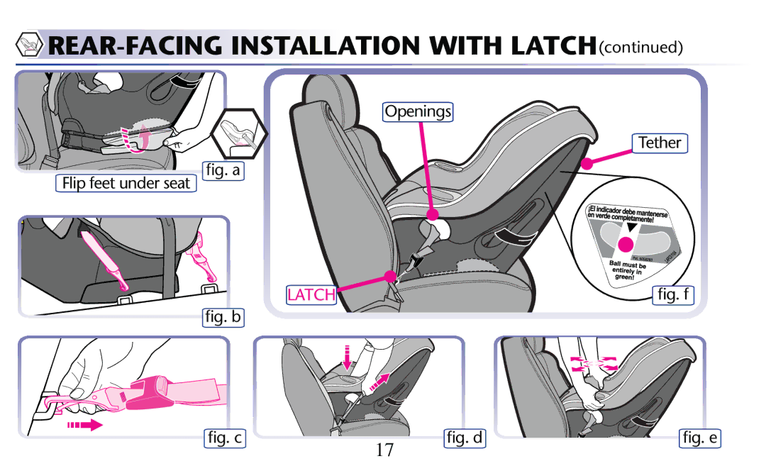 Graco PD204108A owner manual REAR-FACING Installation with LATCH, 4ETHER 