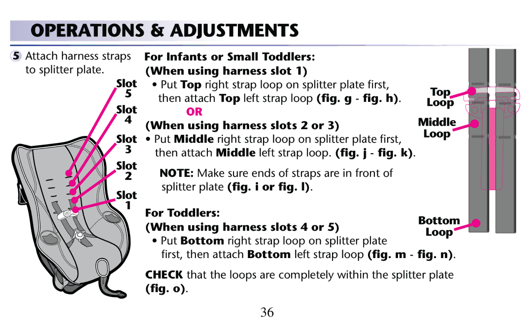 Graco PD204108A owner manual Slot, For Infants or Small Toddlers When using harness slot, Top, Loop, Middle 