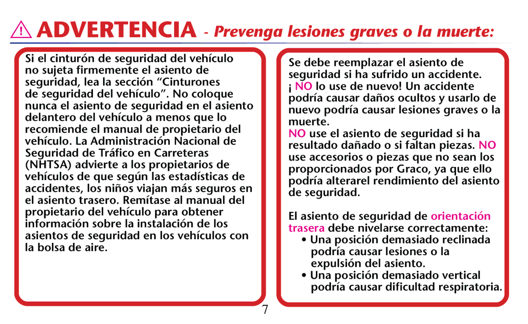 Graco PD204108A owner manual Advertencia Prevenga lesiones graves o la muerte 