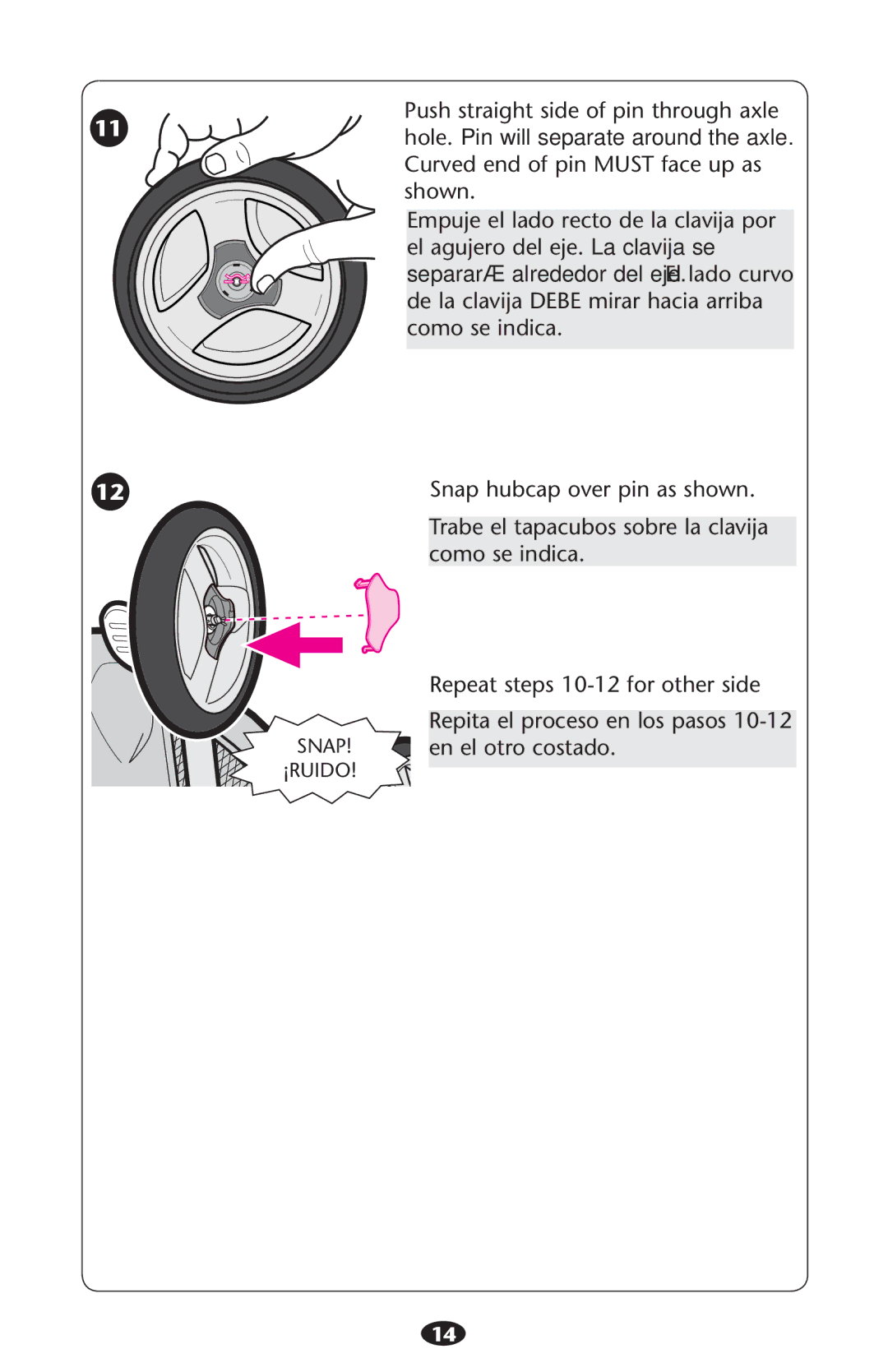 Graco PD204226C manual Snap hubcap over pin as shown 