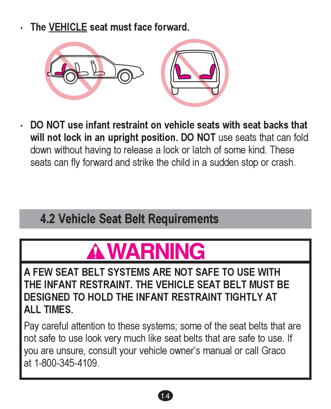 Graco PD204226C manual Vehicle Seat Belt Requirements 