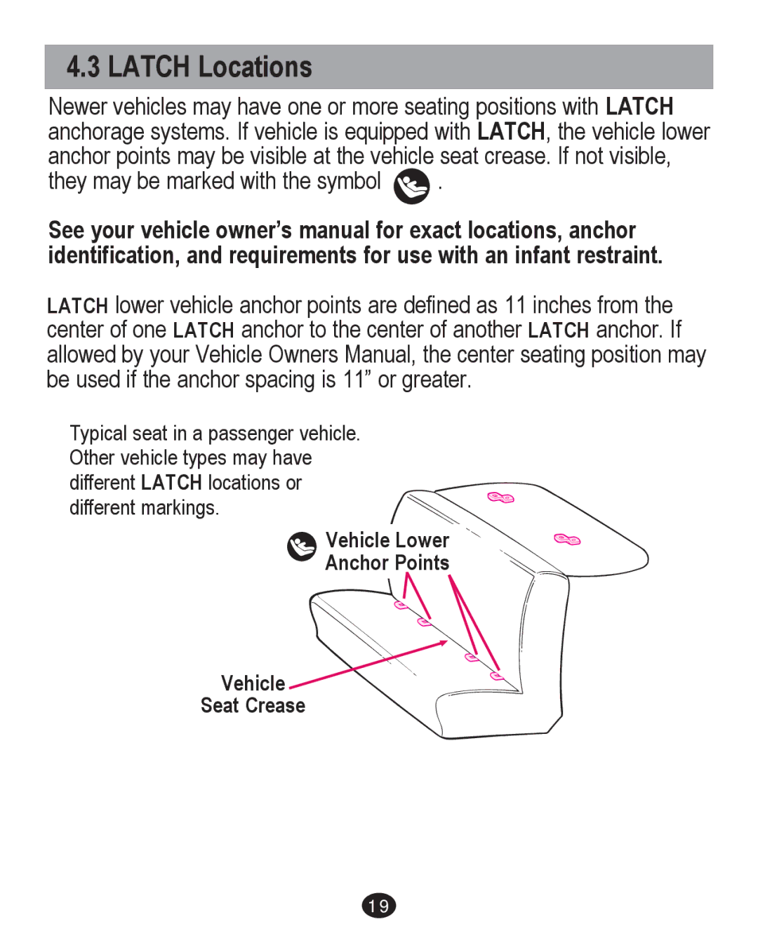 Graco PD204226C manual Latch Locations 